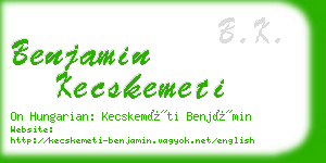 benjamin kecskemeti business card